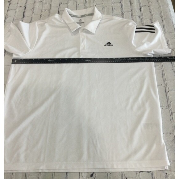 Adidas Golf Shirt Men’s Size 2XL Color White 3 Stripe Button Short Sleeve - Picture 10 of 11